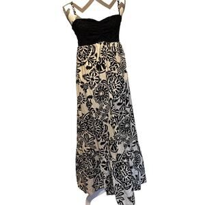 King Kong Black White Sundress Maxi Layers Italy Cotton Adjustable Straps Lace M
